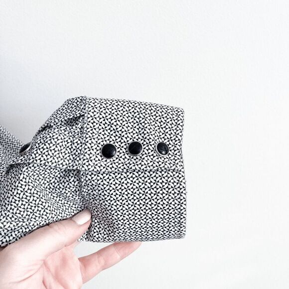 Stetson Mens Geometric Cotton Pearl Snap Button Down Shirt Black White Size XL - Picture 3 of 8